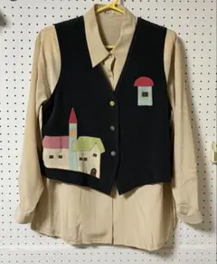 昭和レトロ ベスト×ブラウス セット 個性派