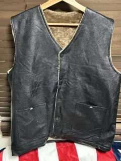 VOGUE レザームートンベスト　リアルレザー　メンズL/XL 未使用