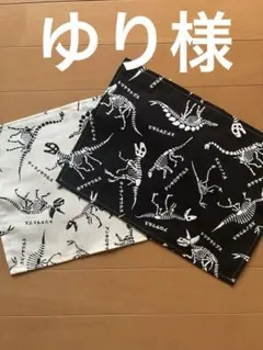 恐竜の骨柄　ちょっと小さめランチマット　2枚セット ハンドメイド
