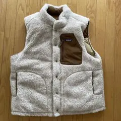 美品Lsize パタゴニア リバーシブル ダウンベスト ベージュ グリーン 