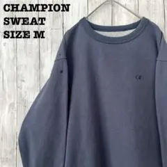 アメリカ古着　チャンピオン　ワンポイント刺繍ロゴスエットトレーナー　M ネイビー