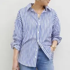 L'Appartement アパルトモン リネン ストライプシャツ ブルー 美品のサムネイル