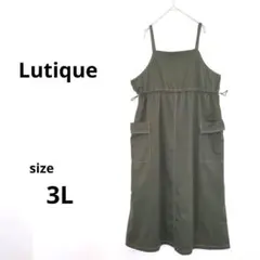 大きいサイズ 3Lカーキ オーバーオール風スカート レディース 体型カバー