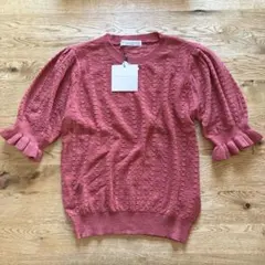 【新品 】ボーテドオペーク オペークドットクリップ透かし編みフリル 半袖ニットのサムネイル