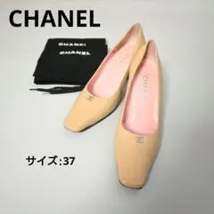 915★ ヴィンテージ CHANEL レザー ハイヒール パンプス 37のサムネイル