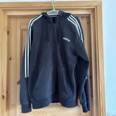 adidas ブラック ジップアップパーカー XO