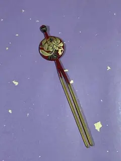 赤漆調 簪（かんざし） 金彩葉文様｜和装小物KA010