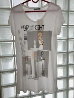 【新品未着用】ZARA　転写ロング丈Tシャツ（ラインストーン 付）