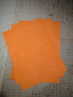 イタリアンレザー　ブッテーロ　ヌメ革床革　A4　オレンジ　3枚セット