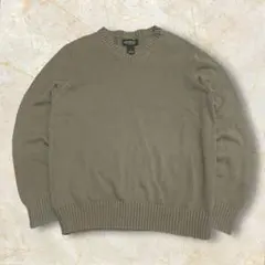 K*様 00s エディーバウアー Vネックコットンニット USメンズ 肉厚グリー