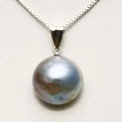 マベ真珠パールペンダントトップ　13mmUP　グレーカラー　K14WG製