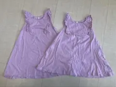 【美品】110.120ピンクノースリーブワンピース お揃い2着セット