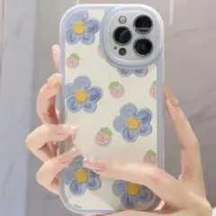 【新品】iPhoneケース　スマホケース　いちご　花柄　デイジー柄