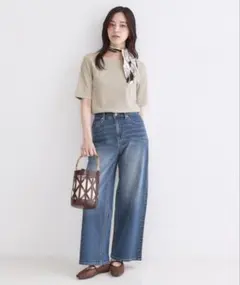 OPAQUE.CLIP GIZAコットンリブ ボートネックカットソー トップス