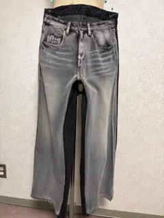 ハーフ＆ハーフ グレー ワイドレッグデニムパンツ