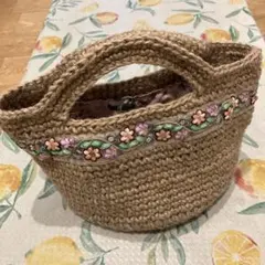 お値下げ　内布付き麻ひもバッグ