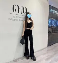 【完売品】 GYDA ベロアビスチェ セットアップ ブラック フリーサイズ