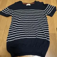 ikka ボーダー 半袖ニット ネイビー Mサイズ✨