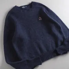 ラルフローレン　毛１００％　ニット　セーター　ネイビー　ポロベア　美品