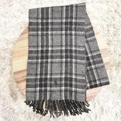 ✨美品✨ポロラルフローレン マフラー グレー ポニー刺繍 ウール チェック柄