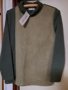 タートルネック セーター M-L オリーブグリーン ベージュ