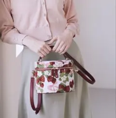 メゾンドフルール いちご ゴブラン 2Wayボストンバッグ ショルダー紐付