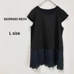 GEORGES RECH カットワーク刺繍カットソー　L ブラック　異素材のサムネイル
