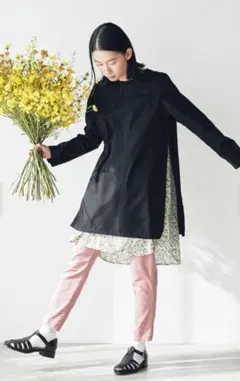 フェリシモ　サニークラウズ ちらり花柄 ワンピース チュニック 3L