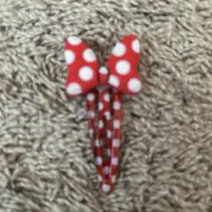 ミニーマウス ドット柄 ヘアクリップ