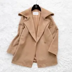 Max Mara 最高級白タグ カシミヤ混ショートコート 女優襟 キャメル 38