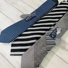 M.T.L.P ネクタイ 3本セット シルク混 ストライプ柄・小紋柄 新品