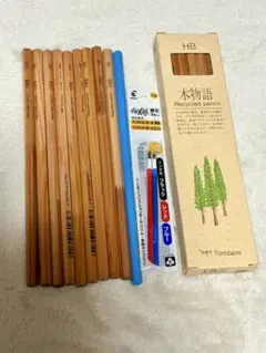 Tombow 木物語 鉛筆 HB 21本＋三角1本 フリクション替芯2本のセットのサムネイル