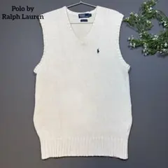 【美品✨春夏】ポロラルフローレン ニットベスト ジレ S オフホワイト