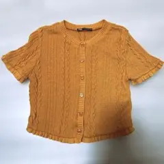 最終価格★ZARA ケーブルニット 半袖カーディガン Mのサムネイル