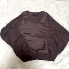 ALLSAINTS 半袖サテン&ニット 変形デザイン ブラウン