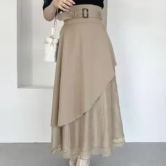 apres jour ベルト付きレースアシメスカート