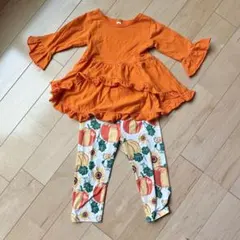 90サイズ ハロウィン セットアップ パンプキン柄