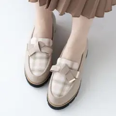 トラックソールノットリボンローファー