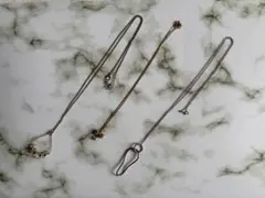 天然石・リボンモチーフ・ループのネックレス3点セット