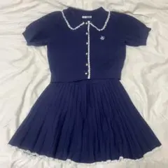 NICE CLAUP ニットセットアップ ネイビー
