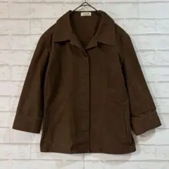 ELLE PLANETE 比翼ジャケット（M）茶 七分袖 ヴィンテージ 洗える