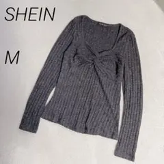 SHEIN ツイスト リブニット クロス 長袖 洗える