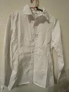 ホワイト 長袖 ボタンシャツ Sサイズ