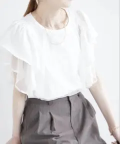 美品★ロペピクニック　チュール　ブラウス　半袖カットソー　白　M