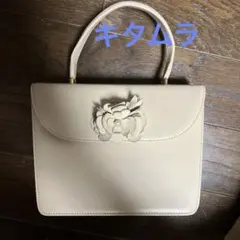 Kitamura ハンドバッグ ベージュ フラワーモチーフ