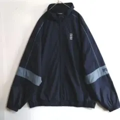 310　FILA　ウインドブレーカー　XL　紺　灰　フルジップ　US古着