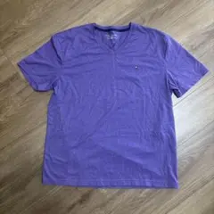 トミーヒルフィガー パープル Vネック Tシャツ XL
