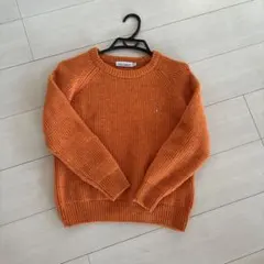 Hush Puppies リブ編みオレンジセーター S