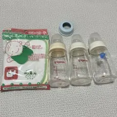 哺乳瓶3個 みるくガード 予備　ガラス　S スリム　みるくガード