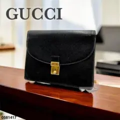 グッチ GUCCI オールドグッチ クラッチバッグ セカンドバッグ レザー 黒